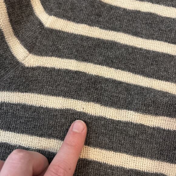 J. CREW Women’s Sz Small 100% Baby Alpaca Shawl-Collar Sweater Striped Sailor - Picture 4 of 11